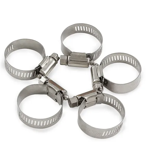 5 Pcs Stainless Steel Hose Clamps, Adjustable 18-32MM Range Worm Gear Hose Clamps for Pipe, Intercooler, Plumbing