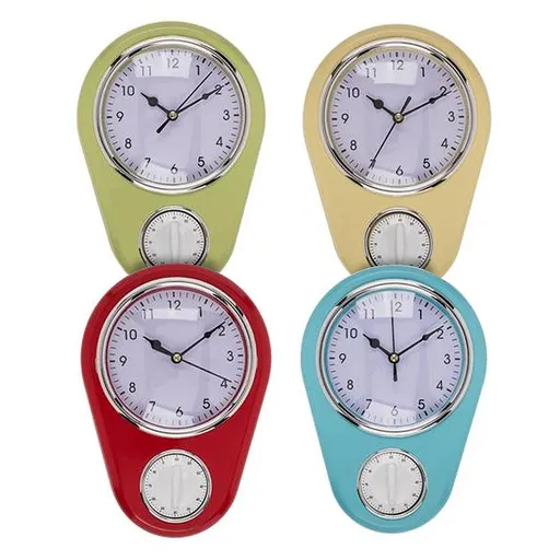 Wall Clock with Timer Function 22.5cm Oval Blue