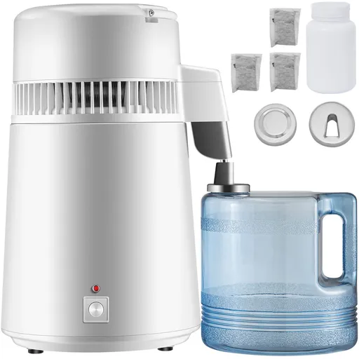 Water Distiller Purifier Pure Water Distiller Filters Water Distillation 4L Internal Stainless Steel with Collection Bottle