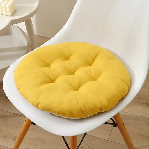 Seat Cushion 19.7*19.7in Thickened Large Size Chair Cushions Candy Color Round Soft Office Chair Cushion Breathable Linen Meditation Floor Pillow for Tatami Living Room Car Dorm Desk Chair 15.7" x 15.7" Yellow