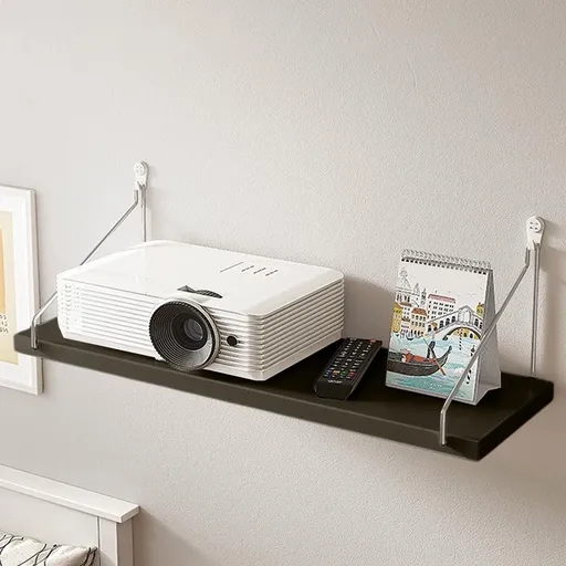 No-Drill Wall Shelf | Wall-Mounted Shelf for Bedside, Living Room, or Office | Floating Bookshelf for Books, Router, Projector | Wooden Storage Rack with Adhesive Strips | 40x15cm