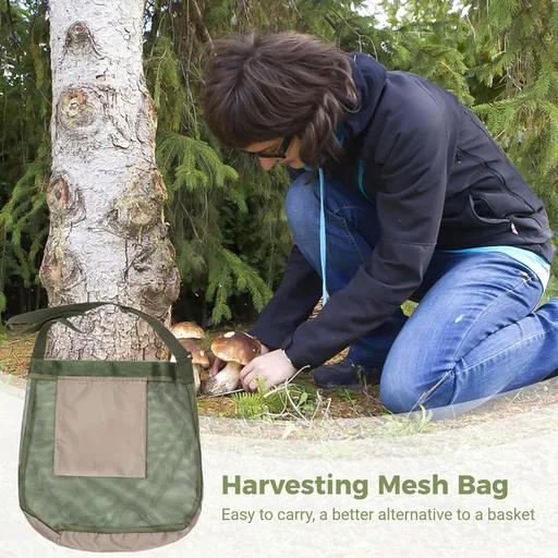 Practical Mushroom Picking Bag Cute Mushroom Foraging Supplies Mushroom Collecting Tool for Outdoors Mushroom (Green)