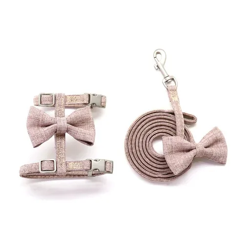 Cat Harness Polyester Bow Anti Escape Pet Leash Coffee (cotton cotton padded bow cat chest) M (Suggested 3.50 kg-6.00 kg