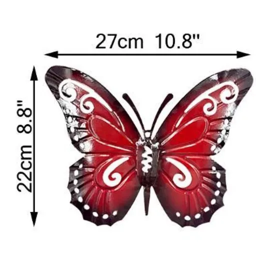 3 Pack Metal Butterfly Wall Art Outdoor Decor, Wall Art Decorations Double Wings Butterfly Decor Hanging for Garden, Yard