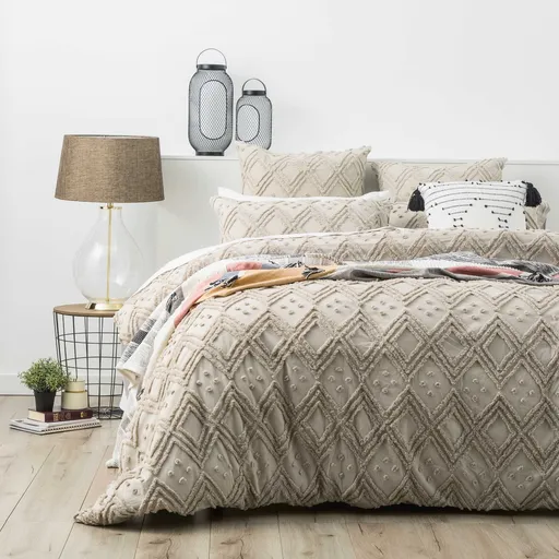 Medallion Cotton Vintage Washed Tufted Stone European Pillowcase by Park Avenue