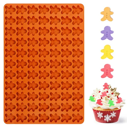 Gingerbread Man Silicone Mold, 77 Cavity Gingerbread Gummy Mold, Silicone Gingerbread Candy Mold,for Chocolate, Cookies