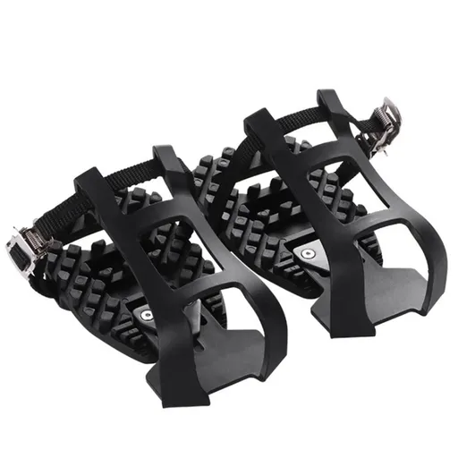 1 pairs Bike Bicycle Toe Clips Cage ONLY - Convert Pedals to Dual Function Pedals - Ride with Sneakers - black