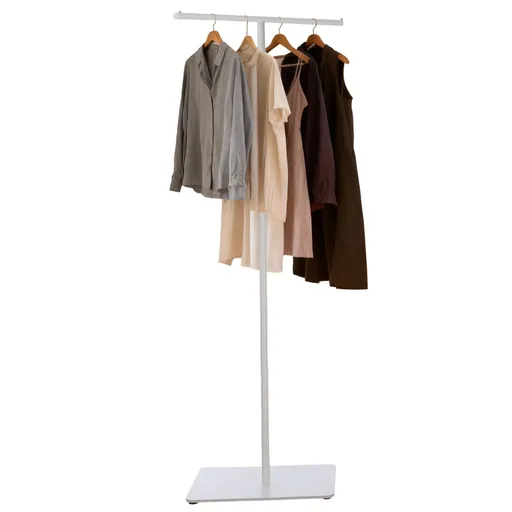Coat Rack with Rock Slab Base, T-Shaped Freestanding Coat Rack, 67" Adjustable Clothes Metal Stand with Heavy Duty Marble Base, Floor Garment Rack for Bedroom, Boutique, Entryway