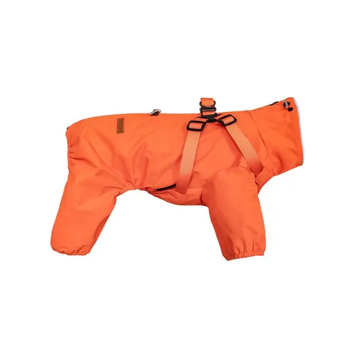 Dog Raincoat Waterproof Reflective Adjustable Harness Jacket - Orange L