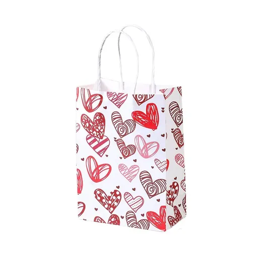 30x Valentines Day Love-Themed Tote Bag Elegant Kraft Paper Handbag Lightweight - Y169