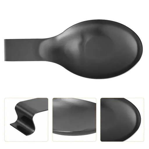 1Pc Kitchen Supply Black Stainless Steel Spoon Place Mat for Cooking Utensils