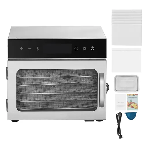 Food Dehydrator Machine, 6 Stainless Steel Trays, 400W Electric Food Dryer with Adjustable Temperature & 24-Hour Timer, Freeze Dryer for Jerky, Meat, Fruit, Vegetables, Herbs, Dog Treats