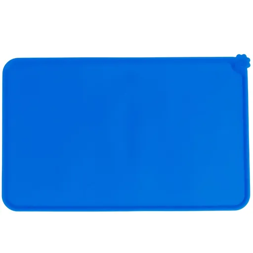 Pet Food Pad Silicone Waterproof Non Slip Bowl Drinking Feeding Mat Placemat for Dog Cat(Blue )