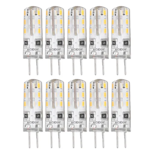 10 Pcs G4 LED Bulbs Bi Pin Base Silicone Warm White 3000K 1.5W AC220V 110LM Landscape Bulbs Replacement