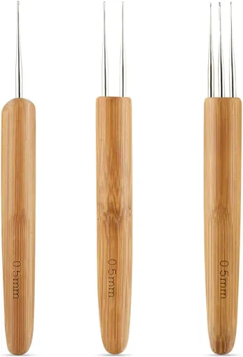 3 Pcs Dreadlock Crochet Hooks - Hook Tool for Hair Locs & Dread Braids 0.5Mm Braid Craft Weaving Needles with Interlocking