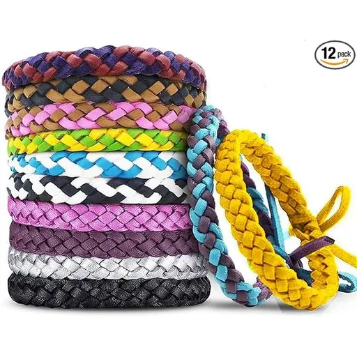 12 Pack Mosquito Repellent Bracelets, Individually Wrapped PU Leather Insect & Bug Repellent Wrist Bands for Kids & Adults Outdoor Camping Fishing Traveling