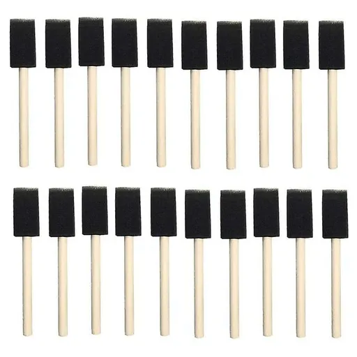 25 pcs Foam Sponges Paint Wooden Handle Flexible Poly Foam Brush Angled Brush For Acrylics Stains Varnishes Crafts Art