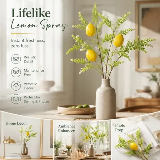 Single Lemon Stem-08 Foam Lemon Artificial Greenery Accessory