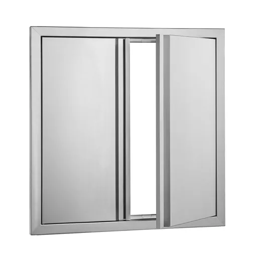 BBQ Access Door, 610x610 mm Double Outdoor Kitchen Door, Stainless Steel Flush Mount Door, Wall Vertical Door with Recessed Handles , for BBQ Island, Grilling Station, Outside Cabinet