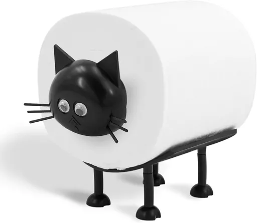 Cat Toilet Roll Holder: Tissue Paper Storage Stand - 3D Printed Black Loo Holder Bathroom Set for Shelf Housewarming Gift Decor (Cat-1Pcs) Cat-1pcs