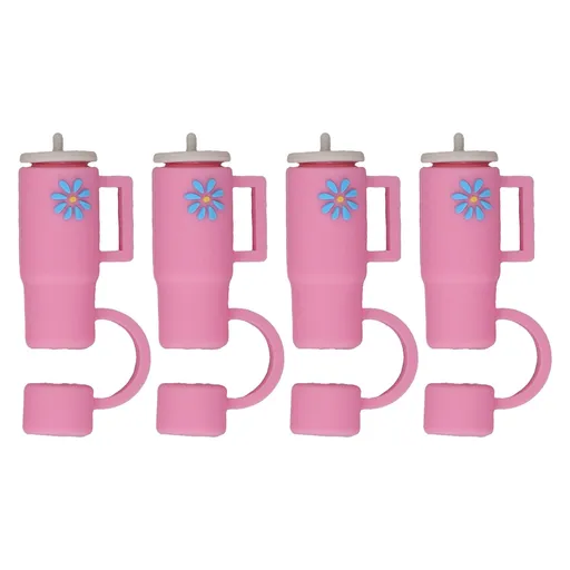 Silicone Straw Covers Dustproof Reusable 4 Piece Multi Colour