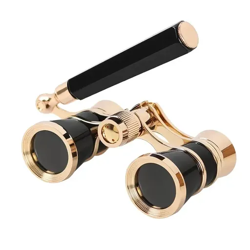 3X25 Vintage Opera Glasses, BK7 Optical Glass, Central Focus, for Theater Concert Opera Viewing(black+gold)