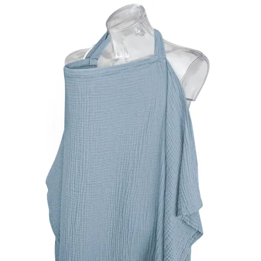 Nursing Cover for Breastfeeding, Breathable Breastfeeding Cover up with Arch Neckline for Women, Nursing Apron( Blue 71*95cm)