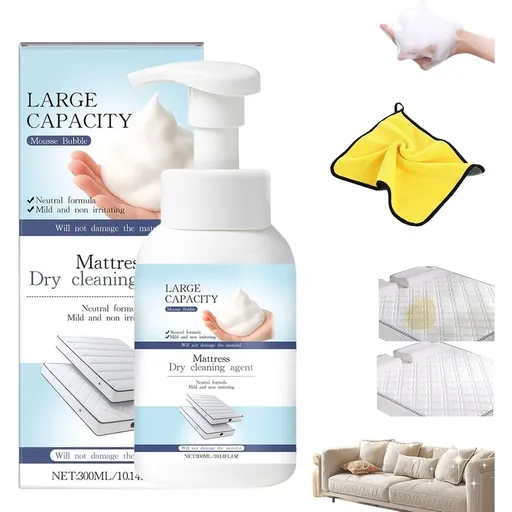 Mattress Dry Cleaning Agent, 300ml 10.14 Fl Oz Mattress Stain Remover, No-Rinse Dry Cleaning Foam for Couch, Carpet & Upholstery Fabric
