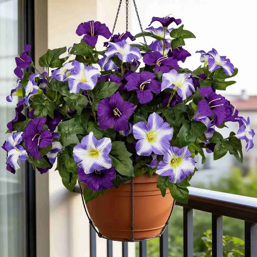 4Pcs Artificial Flowers for Outdoors, 16.54 Silk Morning Glory Realistic Fake Flowers UV Resistant Faux Plants for Planters Balcony Yard Window Box(Pink Red)