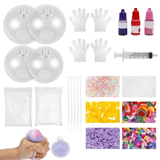 DIY Stress Ball Making Kit Tear Resistant Ball Skin Set with Filler ASMR Sensory Squeeze Craft Supply for Kid and Adult