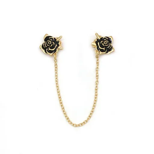 2 Pieces Rose Sweater Shawl Clips Cardigan Dresses Clip Flowers Collar Clip with Chain for Women Girls