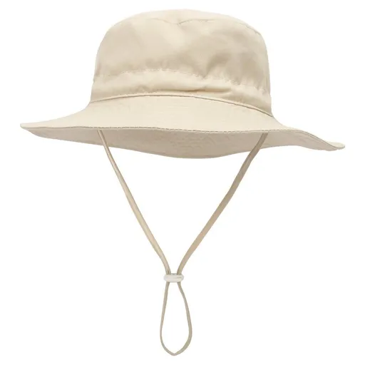 Baby Sun Hat, Breathable Cotton Wide Brim Bucket Hat With Adjustable Chin Strap, For Beach Travel Outdoors, XS Beige, 44 to 46 cm