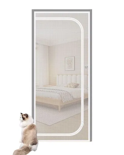 Durable breathable insect-repellent mesh cat door protection, scratch-resistant and pet-safe, 90x210cm, White