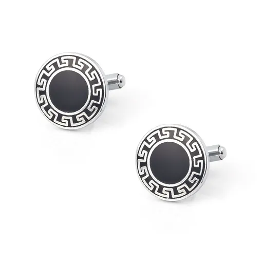 Cufflinks for Men Sterling Silver | Plated Round Pearl Cufflinks for Marriage/Wedding/Anniversary/Business Men's Round Enamel