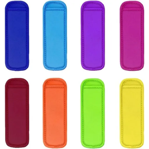 8Pcs Reusable Popsicle Bags Holders, Freezer Ice Cream Pop Sleeves, Neoprene Insulator Sleeve Antifreezing Protective Cover for Kids Ice Pop Molds Party Drink, 8 Random Colors