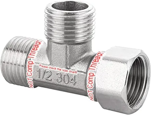 Stainless Steel 1/2" G 3 Way Diverter, Movable Cap Flexible Tee Connector for Angled Valve, Bidet, Sprayer, Shower Arm (All 3 way is 1/2 G threaded!!, Thread ID/OD is 19.8MM/3/4")
