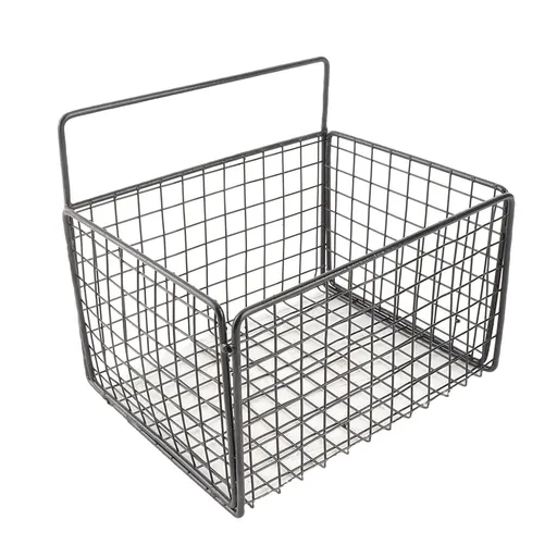 Kitchen Wall Basket Single Metal Large Capacity Space Saving Wall Mounted Storage Basket with Hook for Vegetable Seasonings Black