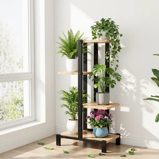 Artiss 4 Tiers Plant Stand Metal Flower Pots Shelf Indoor Outdoor Garden Home