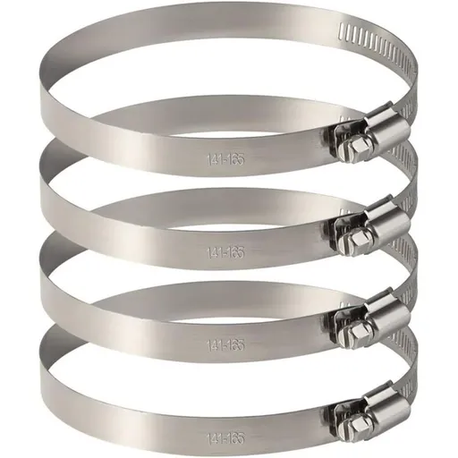 4 pcs Stainless Steel Hose Clamps - Adjustable For Fixing Flexible Hoses (141Mm-165Mm)