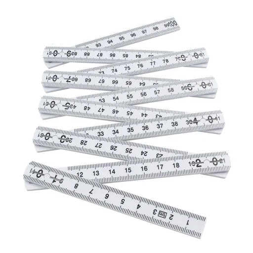 White ABS Folding Ruler, 1 Meter Length Foldable Ruler Folding Measuring Ruler Woodworking Ruler Metric Measuring Tool
