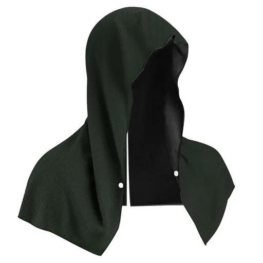 Carbon black Instant Cooling Hooded Towel U-Shaped Sun Protection Quick Dry Scarf with Carabiner Pouch for Local Outdoor Sports and Gym Workouts