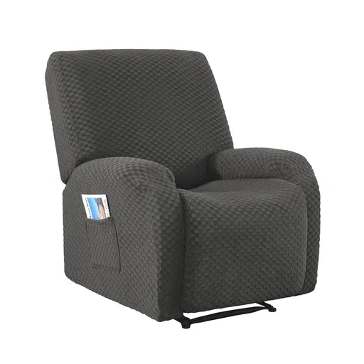 Artiss Recliner Chair Covers with Storage Side Pockets Grey Fabric