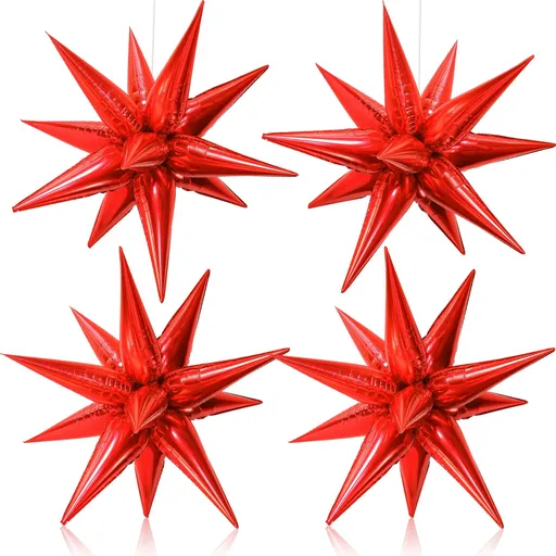 Red Starburst Balloons - 18Inch, Pack of 50 | Red Metallic Balloons, Red Balloons for Red Party Decorations