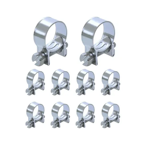 10pcs Galvanized Iron Fuel Hose Clamps For Automobile Air Pipe Secure Grip - 6-8mm