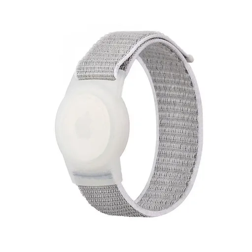 For Apple Airtag Case Protective Cover Wristband Nylon Air Tag Band Anti-Lost S Size - Grey