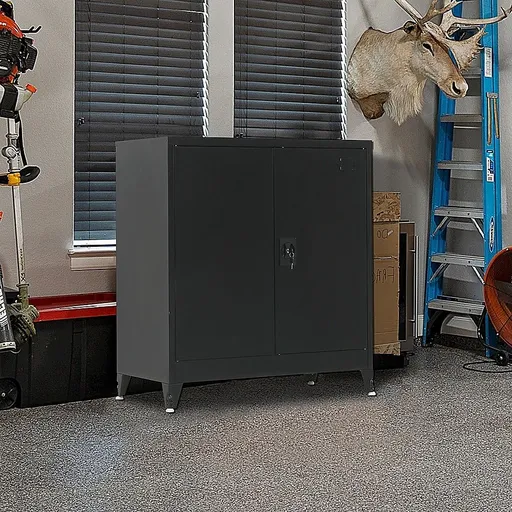 Two-Door Metal Locker – Black with Legs
