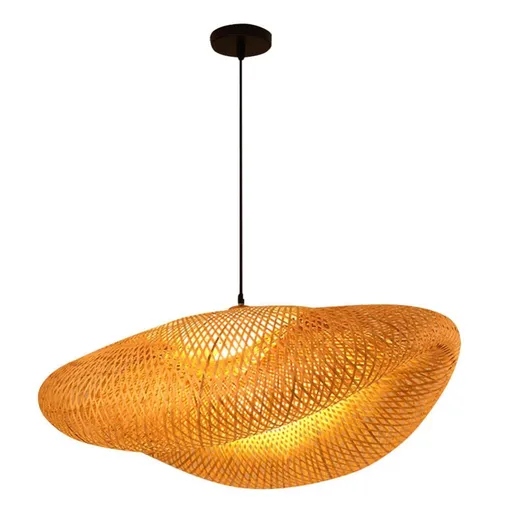 Bamboo Pendant Lamps Handmade Rattan Hanging Lamp Bamboo Woven Pendant Light with Light Source for Living Room Kitchen