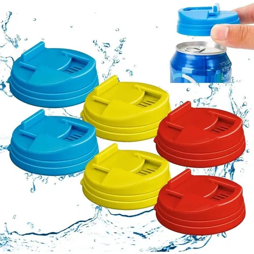 Soda Can Covers, Can Covers for Soda Cola Can Lid Covers Round Protector, Reusable Plastic Can Spill Stopper or Protector For Fit Standard Size Cans 2.4 Inches (6pcs)