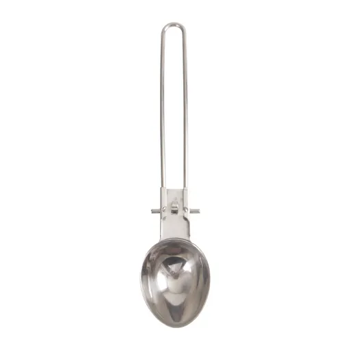 Silver 304 Stainless Steel Folding Camping Ladle - 2 Pack Deep Serving Spoons, Portable & Eco-Friendly