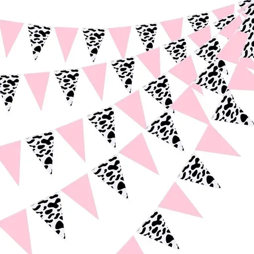 12 Piece Pink and White Speckled Pennant Garland for Party Decoration, 3 m